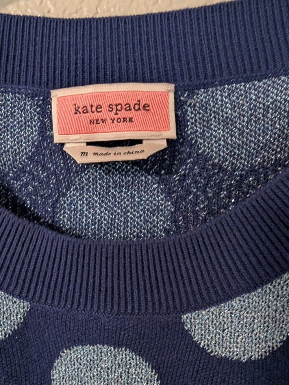 Kate Spade, Seaside Polka Dot, Short Sleeve Sweater, Size M - Picture 3 of 4